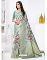 Sky Blue Latest Party Wear Designer Banarasi Jacquard Sari