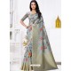 Aqua Grey Latest Party Wear Designer Banarasi Jacquard Sari