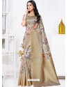 Light Grey Latest Party Wear Designer Banarasi Jacquard Sari