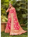 Light Red Latest Party Wear Designer Silk Sari
