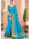 Blue Latest Party Wear Designer Silk Sari