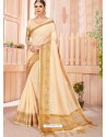 Cream Latest Party Wear Designer Silk Sari
