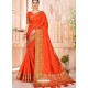 Orange Latest Party Wear Designer Silk Sari