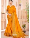 Mustard Latest Party Wear Designer Silk Sari