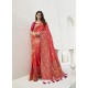 Dark Peach Latest Party Wear Designer Banarasi Silk Sari