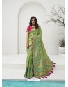Green Latest Party Wear Designer Banarasi Silk Sari