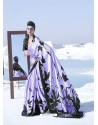 Mauve Latest Casual Designer Japan Satin Crepe Sari