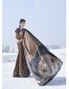 Black Latest Casual Designer Japan Satin Crepe Sari