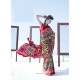 Red Latest Casual Designer Japan Satin Crepe Sari