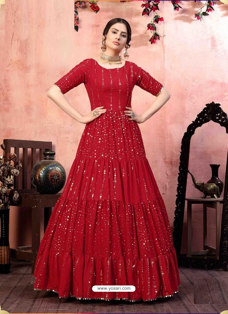 Buy Red Stylish Designer Party Wear Gown | Gowns