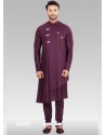 Purple Readymade Designer Party Wear Kurta Pajama For Men