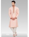 Baby Pink Readymade Designer Party Wear Kurta Pajama For Men