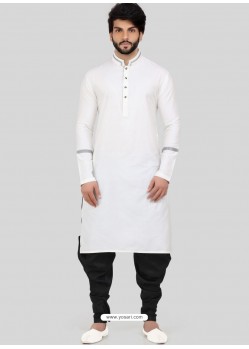 White Readymade Designer Party Wear Kurta Pajama For Men