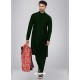 Dark Green Readymade Designer Party Wear Kurta Pajama For Men