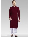 Maroon Readymade Designer Party Wear Kurta Pajama For Men