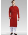 Red Readymade Designer Party Wear Kurta Pajama For Men
