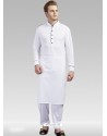 White Readymade Designer Party Wear Kurta Pajama For Men