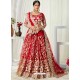 Red Scintillating Designer Heavy Wedding Wear Lehenga