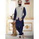 Navy Blue Readymade Designer Party Wear Kurta Pajama With Jacket