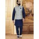 Navy Blue Readymade Designer Party Wear Kurta Pajama With Jacket