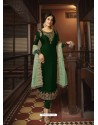 Dark Green Designer Party Wear Georgette Satin Straight Salwar Suit