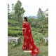 Red Latest Casual Wear Designer Printed Georgette Sari