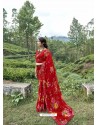 Red Latest Casual Wear Designer Printed Georgette Sari
