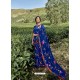 Royal Blue Latest Casual Wear Designer Printed Georgette Sari