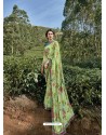Green Latest Casual Wear Designer Printed Georgette Sari