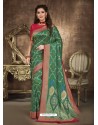 Dark Green Designer Party Wear Art Soft Silk Sari