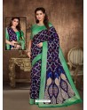 Navy Blue Designer Party Wear Art Soft Silk Sari