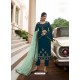Teal Blue Scintillating Designer Straight Salwar Suit