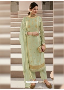 Pista Green Scintillating Designer Straight Salwar Suit