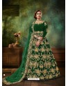 Forest Green Stunning Heavy Designer Falcon Velvet Party Wear Anarkali Suit