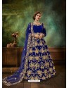 Royal Blue Stunning Heavy Designer Falcon Velvet Party Wear Anarkali Suit