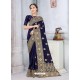Navy Blue Latest Designer Classic Wear Silk Sari