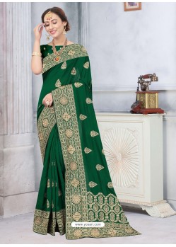 Dark Green Latest Designer Classic Wear Silk Sari