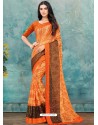 Orange Latest Casual Designer Chiffon Brasso Sari