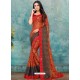 Red Latest Casual Designer Chiffon Brasso Sari