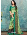 Jade Green Latest Casual Designer Chiffon Brasso Sari