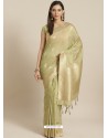 Green Designer Weaving Viscose Silk Classic Wear Sari