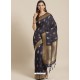 Navy Blue Designer Weaving Viscose Silk Classic Wear Sari