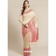 Light Beige Designer Weaving Viscose Silk Classic Wear Sari