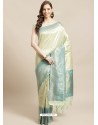 Pista Green Designer Weaving Viscose Silk Classic Wear Sari