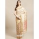 Cream Designer Weaving Viscose Silk Classic Wear Sari