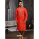 Orange Readymade Designer Party Wear Kurta Pajama For Men