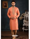 Light Orange Readymade Designer Party Wear Kurta Pajama For Men