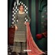 Taupe Heavy Designer Party Wear Georgette Palazzo Suit