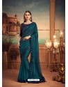 Teal Blue Mesmeric Designer Party Wear Wear Sari