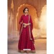 Crimson Heavy Embroidered Designer Pure Rashian Silk Anarkali Suit